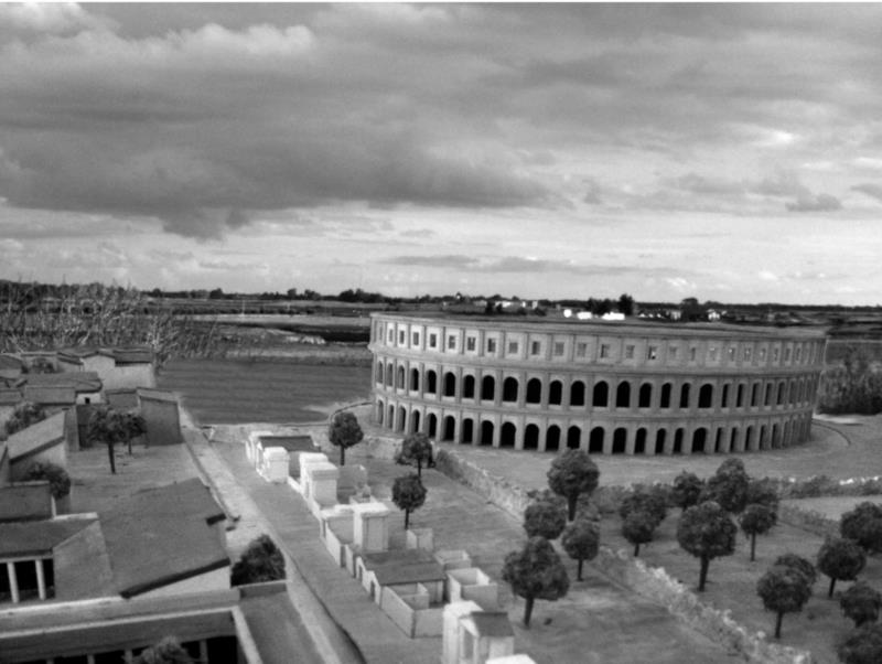 Fotomontaggio di come doveva apparire l'anfiteatro di Lupiae